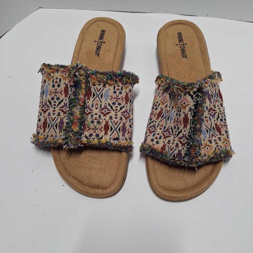 Minnetonka Colorful Patterned Slide Sandals - Picture 1 of 3